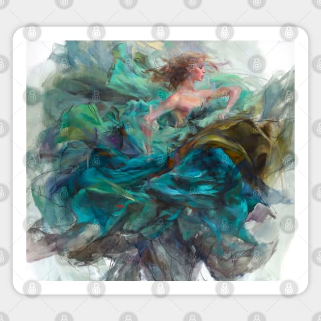 Girl dancing in turquoise Sticker by CatCoconut-Art